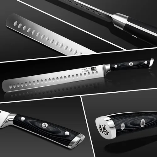 Vista 3 de SHAN ZU Cuchillo de corte de pechuga de 12 pulgadas, cuchillo profesional alemán de acero inoxidable 1.4116, mango de madera ergonómico y diseño