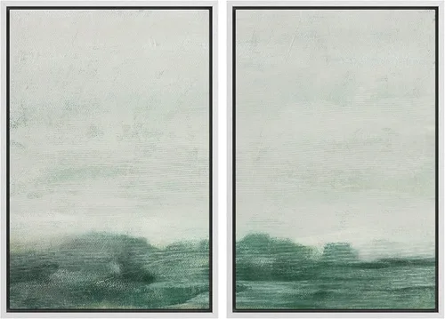 Vista 125 de MUDECOR Lienzo enmarcado para pared, bosque brumoso, reflejos, paisaje tranquilo, ilustraciones modernas, arte decorativo, bohemio, tranquilo/zen