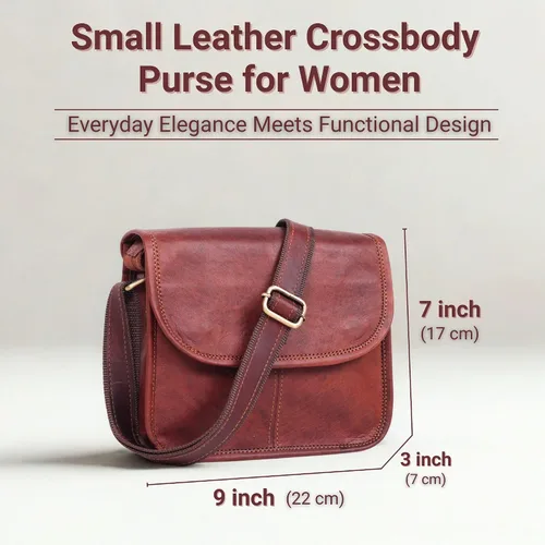 Vista 4 de 9" Small Leather Crossbody Bags for Women Genuine Brown Leather Purse, Cute Shoulder Handbag, Vintage Cross Body Mini Bag
