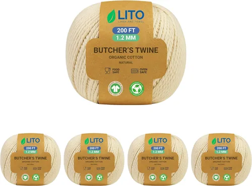 Vista 16 de Cuerda de algodón orgánico verde y blanco – 200 pies para envolver, hornear, carnicero, manualidades, proyectos de bricolaje, Pascua, Navidad
