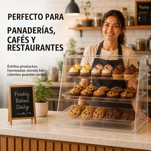 Vista 6 de Vitrina de 3 bandejas para pastelería, 21" x 17 3/4" x 16 1/2