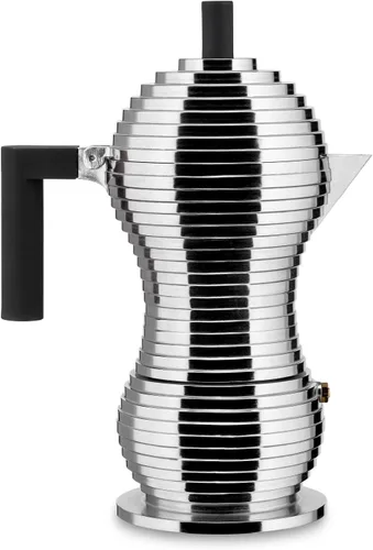 Vista 11 de Alessi MDL02/1 B "Pulcina" - Cafetera de espresso para estufa de 1 taza con asa y perilla de aluminio en color negro