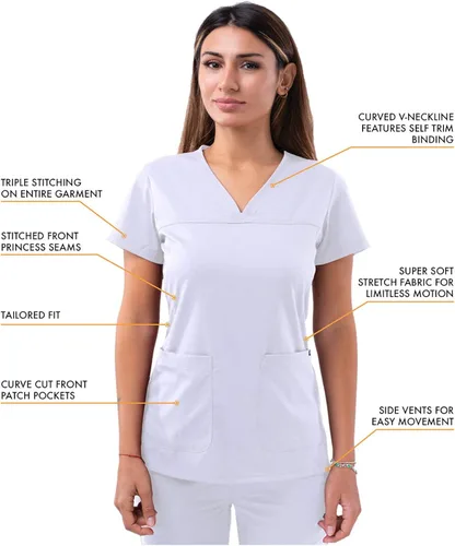 Vista 3 de Adar Pro - Ropa quirúrgica para mujer, camisa con cuello en V