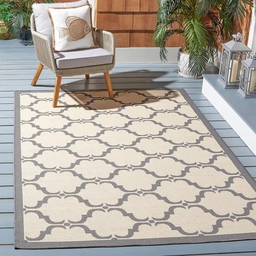 Vista 55 de SAFAVIEH Alfombra lavable al aire libre Courtyard Collection - 9 x 12 pies, beige y terracota, no desprende pelusa y fácil limpieza, ideal