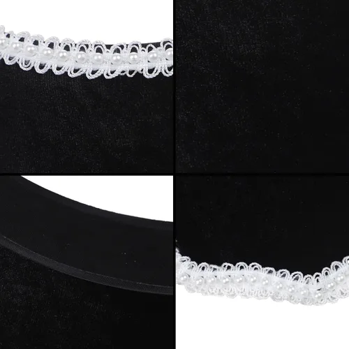 Vista 7 de Diadema victoriana de terciopelo con perlas isabelinas Tudor Coronet Negro