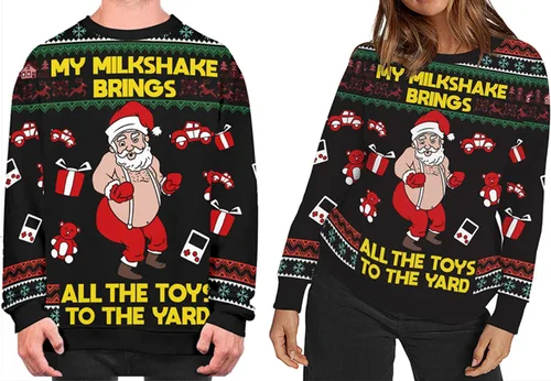 Vista 39 de Sudaderas de Navidad unisex con estampado 3D y cuello redondo, manga larga, suelta, suéter de Navidad