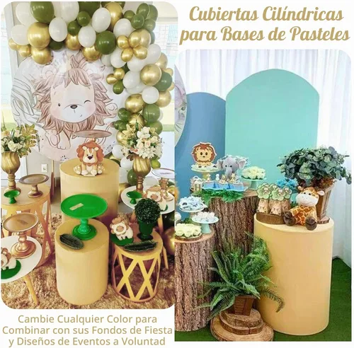 Vista 6 de Fivenl Juego de 5 fundas de pie cilíndrico de elastano, juego de 5 fundas elásticas para zócalo, mesa de postre, cubierta de pilares para accesorios