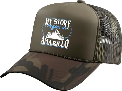 Vista 6 de Born in Amarillo Trucker Hat with Adjustable Mesh Back