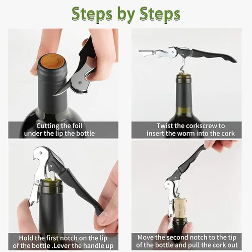 Vista 6 de Abridor de vino profesional, el mejor abridor de botellas para cerveza o vino, sacacorchos todo en uno, la elección favorita de sumillers, camareros