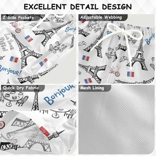 Vista 2 de París Torre Eiffel Niños Bañador Bañador Niños Bañador Niños Bañadores Pantalones Cortos Natación