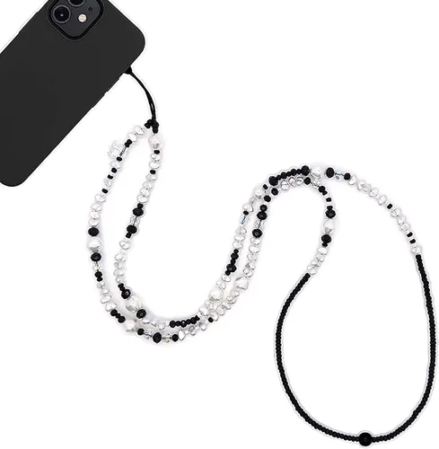 Vista 7 de Beaded Phone Charm Lanyard Strap Crossbody Fixed Beads Pearl Neck Chain