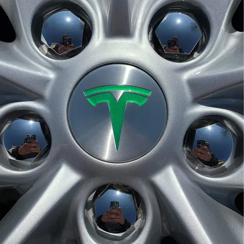 Vista 6 de Calcomanía con logotipo para Tesla Model S, Nosecone, juego de 14 piezas (verde brillante)