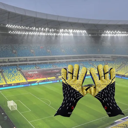 Vista 6 de Guantes de portero de portero para adultos y jóvenes, guantes de portero de fútbol con palma de látex antideslizante en relieve, sin muñeca