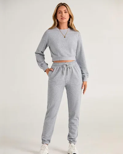 Vista 3 de BTFBM Conjunto deportivo de 2 piezas para mujer, camiseta corta de manga larga, sin botones, pantalón con cordón ajustable, pantalones deportivos
