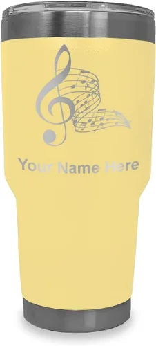 Vista 136 de LaserGram Vaso aislado al vacío de 20 onzas, notas musicales, grabado personalizado incluido (negro)