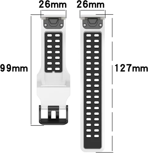 Vista 7 de Correa de reloj compatible con Garmin Enduro 2, correa de silicona de repuesto de 1.024 in, suave y duradera (negro + gery)