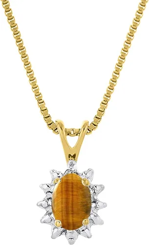 Vista 3 de Rylos Simply Elegant Beautiful - Juego de anillos y aretes con dije de ojo de tigre y diamantes a juego, piedra natal de noviembre*, Metal, Ojo