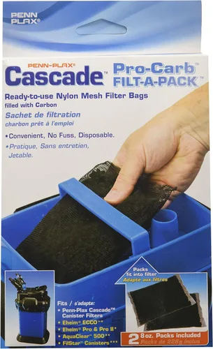Vista 8 de Penn-Plax Cascade Pro-Carb Z Filt-A-Pack, paquete de 2 bolsas de filtro de carbón mixto y zeolita para acuario, repuesto de malla de nailon