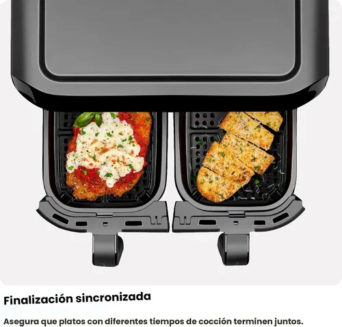 Vista 8 de Chefman Freidora de Aire de Doble Canasta de 6 Cuartos - Pantalla Táctil Digital, Smart Sync Finish, Hi-Fry, Apagado Automático, 2 Canastas de Freír