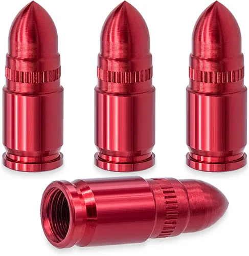 Vista 14 de 4 piezas tapas de válvula de neumático estilo bala, resistentes a la corrosión, cubiertas universales de válvula de neumático de aleación