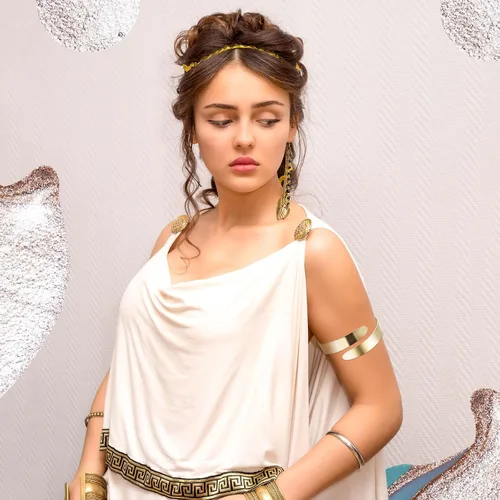 Vista 3 de Long tiantian Greek Goddess Headband for Women Halloween Costume Accessories Set Snake Arm Bracelet Gold Upper Arm Cuff Golden Leaf Headband Greek