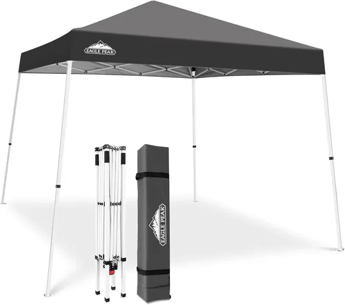 Vista 31 de Eagle Peak - Pérgola plegable (10.0 x 10.0 pies), patas inclinadas, de tela, para exteriores, fácil de montar, Negro