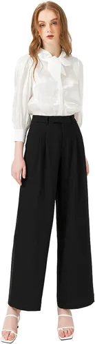 Vista 3 de Vien Tran Pantalones de trabajo de cintura alta de los años 70, estilo palazzo para oficina, casual, negocios, mujeres