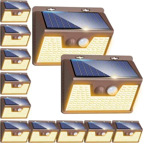 Vista 8 de Peasur Luces Solares para Exteriores con Sensor de Movimiento, 140 LED Luz Solar Alimentada por Energía Solar para Cerca Impermeable, 3 Modos