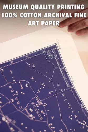 Vista 7 de Arte de pared azul grande mapa de constelación para oficina en casa, dormitorio, decoración moderna del hogar, astronomía celestial, mapa