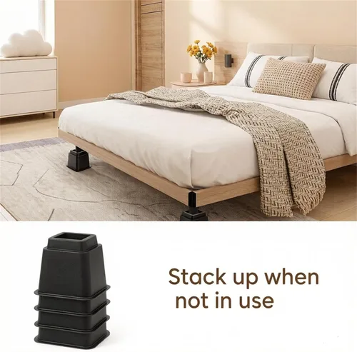 Vista 5 de Okllen Paquete de 6 elevadores de muebles de cama, elevadores de sofá resistentes de 5 pulgadas con almohadillas antideslizantes, elevadores
