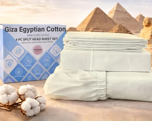 Vista 36 de MyGiza Sheets, Juego de sábanas 100% de algodón egipcio Giza, tamaño individual, para adaptarse a colchones de hasta 15 pulgadas de profundidad