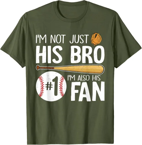 Vista 56 de Camiseta Baseball Brother I'm Not Just His Bro I'm His Number One Fan, Negro