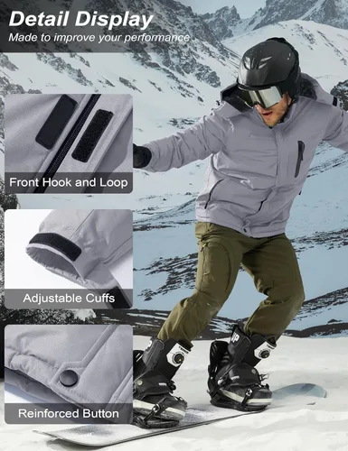 Vista 6 de MAGCOMSEN - Abrigos de invierno para hombre, impermeables, con forro polar, parka, con capucha, para esquiar, senderismo, trabajo
