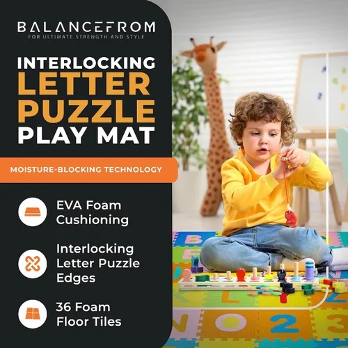 Vista 2 de BalanceFrom Tapete de juego de rompecabezas para niños con azulejos entrelazados de espuma EVA