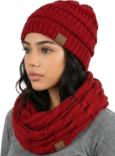 Vista 16 de Funky Junque - Juego de pañuelo y gorro de punto a juego para mujer Negro