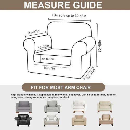 Vista 4 de Eco-Ancheng Fundas para silla, funda de sofá con funda de cojín de asiento separada con parte inferior elástica, 1 funda de asiento con brazos