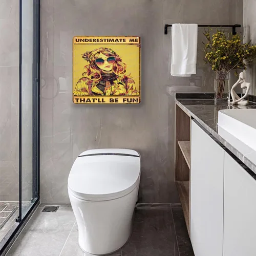 Vista 4 de Underestimate Me That'Ll Be Fun - Cartel de metal con texto divertido para mujeres, regalo para mejor amiga para mujer, motivación, oficina