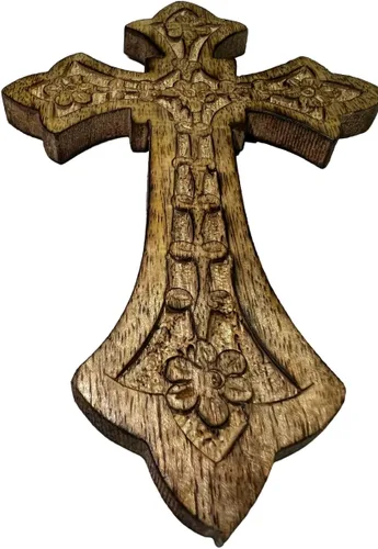 Vista 4 de Iconsgr Cruz de pared tallada de madera santa ortodoxa religiosa de madera hecha a mano Crucifijo de Cristo Athos 85