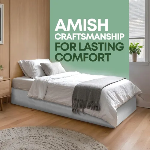 Vista 7 de Greaton, 10” Twin Box Spring Only for Twin Size Bed – Amish-Made in The USA – Solid Wood Mattress Foundation with Stable & Quiet Support