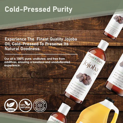 Vista 4 de Plant Guru Aceite de jojoba de 4 onzas líquidas prensado en frío sin refinar – 100% puro hidratante natural para el crecimiento de la piel