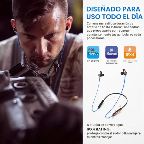 Vista 5 de MIPEACE Auriculares Bluetooth con reducción de ruido, magnéticos, de seguridad, con banda para el cuello, 29 db, aislamiento de ruido, auriculares