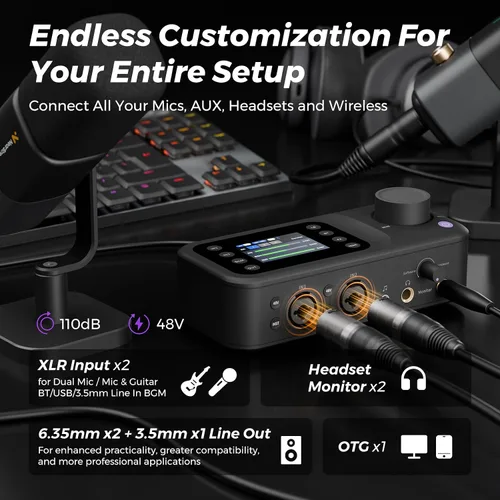 Vista 4 de NearStream AMIX40U - Interfaz de audio USB de 10 canales y mezclador de Negro