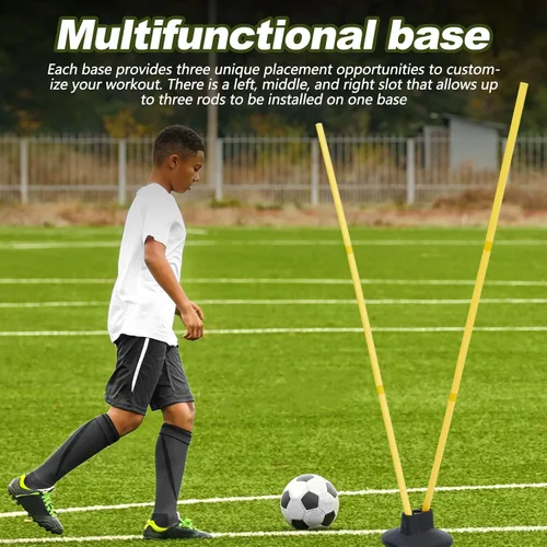 Vista 2 de Wenqik Juego de 12 bastones de agilidad de fútbol con 6 bastones de entrenamiento, bases de fútbol, poste de velocidad desmontable, altamente