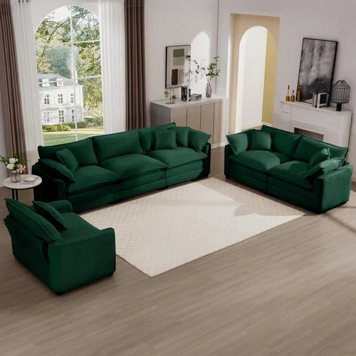 Vista 20 de Juego de sofá de 2 piezas de gran tamaño para sala de estar, sofá biplaza y sofá individual, asiento modular modular profundo de pana cómodos sofás