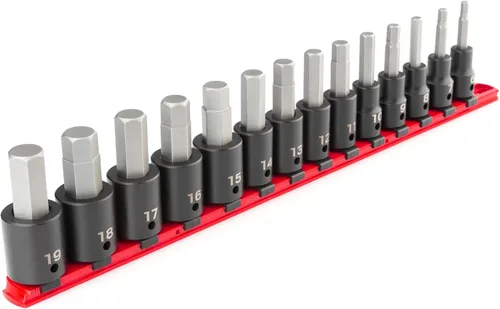 Vista 6 de TEKTON Juego de llaves de vaso de impacto Torx de 1/2 pulgada con riel, 8 piezas (T30-T70) SIB92102