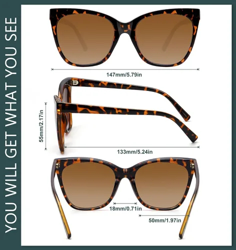 Vista 5 de WOWSUN Cat Eye Sunglasses for Women Polarized Cateye Sunnies