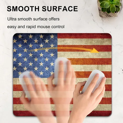 Vista 6 de Alfombrilla de mouse con bandera nacional de Estados Unidos, patriótica rústica, rectangular, para computadora de escritorio, computadora