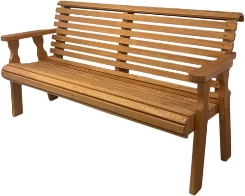 Vista 5 de Amish Casual Banco resistente para exteriores enrollable (5 pies, color roble manchado)