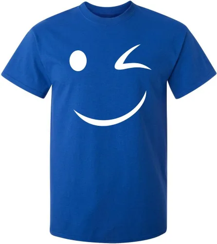 Vista 12 de Camiseta divertida con diseño de cara sonriente con texto en inglés «Happy Wink»