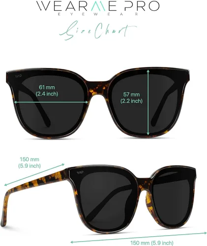 Vista 6 de WearMe Pro - Gafas de sol cuadradas de gran tamaño con lente de espejo completo para mujer
